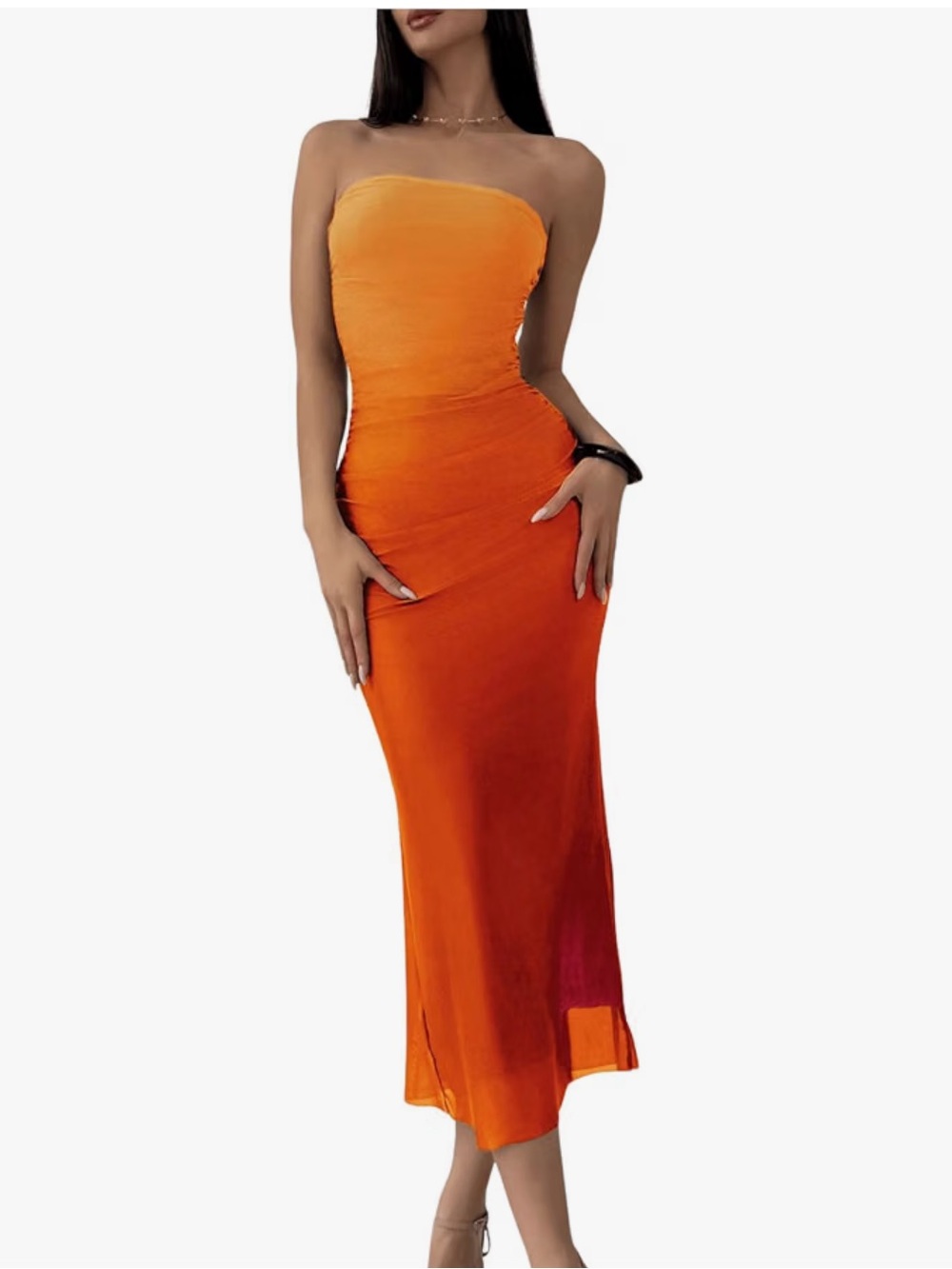 Women’s Ombre Orange, Bodycon Midi Dress